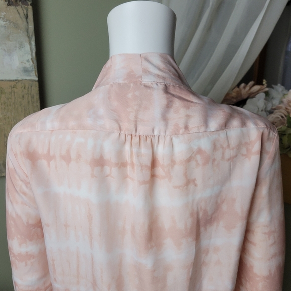Larry Levine Pink Tie Dye Faux Wrap Dressy Blouse - Picture 9 of 12